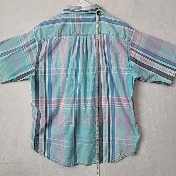 VTG WOOLRICH Mens Madras Plaid Short Sleeve Button Down Shirt Size XL Colorful - Picture 7 of 16